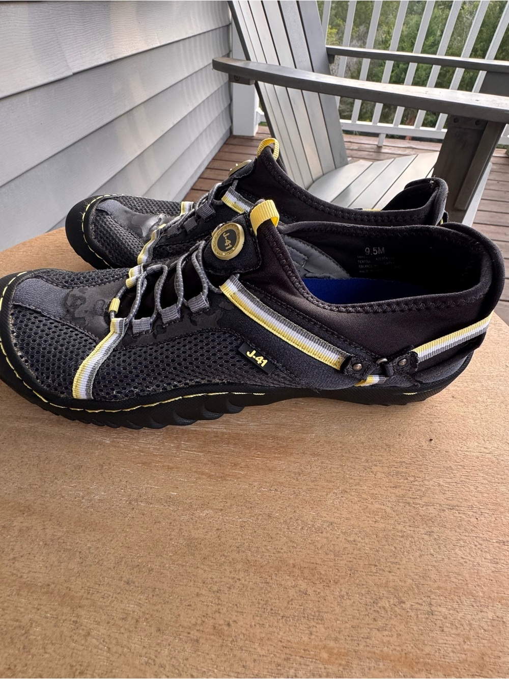 J-41 Water Ready‎ Shoes Womens 8.5 Black Gray Yellow Slip On Outdoor
